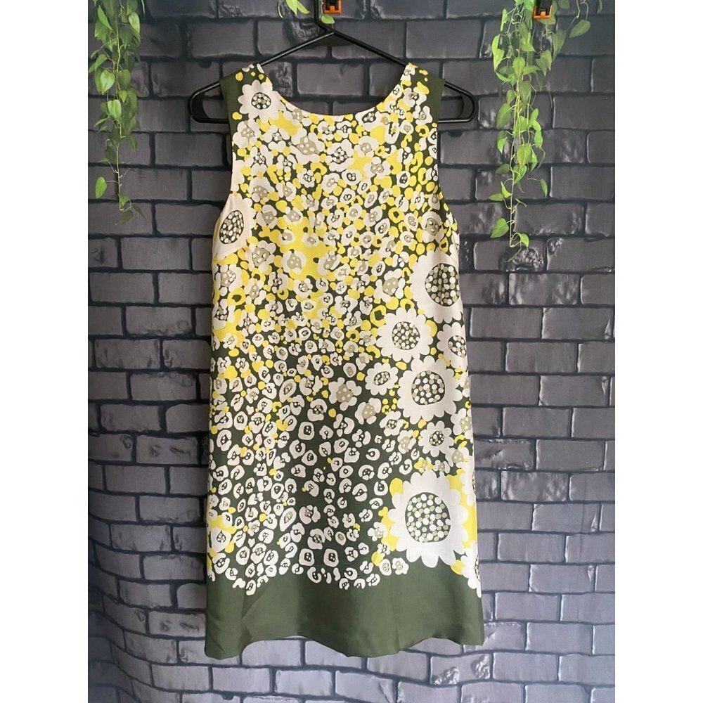 NWOT Red Valentino 100% Silk Sleeveless Green and Yellow Floral Sheath Dress 2